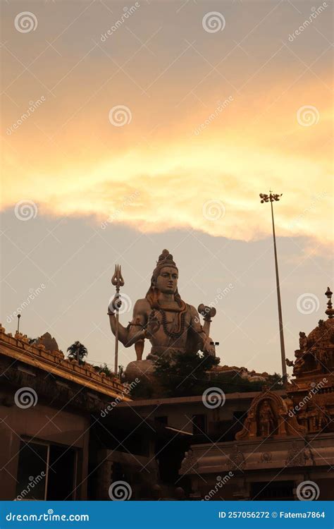 Murudeshwar Temple With Sunset Hues In Sky Lord Shiva Gopura