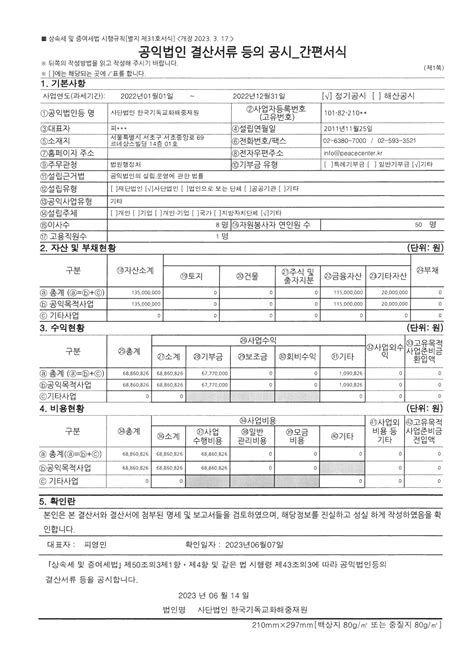 2022년 공익법인 결산서류 등의 공시