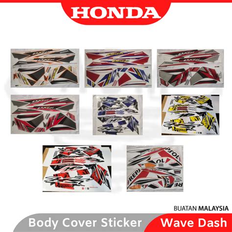 Honda Wave Dash Body Cover Set Coverset Stripe Strike Sticker Wave Dash