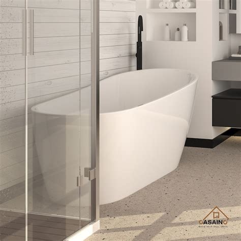 Casainc Bathtub 315 In X 63 In White Acrylic Oval Freestanding Soaking