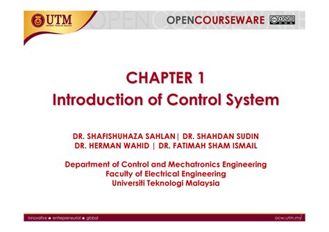 Chapter 1 Intro To Control System Chapter 1 Introduction Of Control