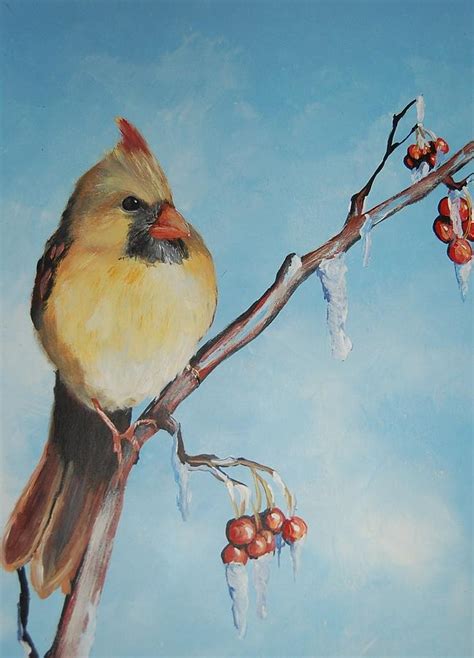 Female Cardinal Painting by Jane Harris