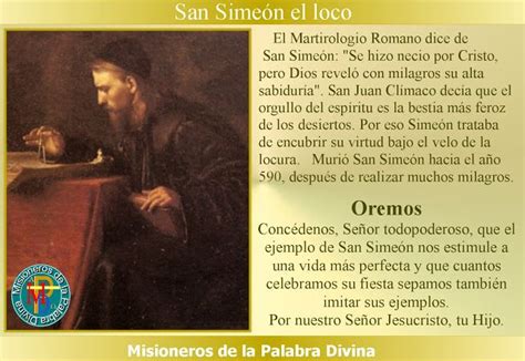 Misioneros de la Palabra Divina SANTORAL SAN SIMEÓN EL LOCO