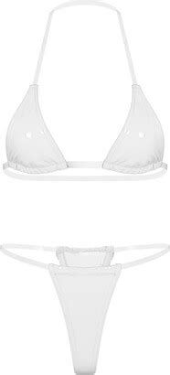 Chictry Womens Sexy Transparent Strap Micro Bikini Set Bra Top Thong