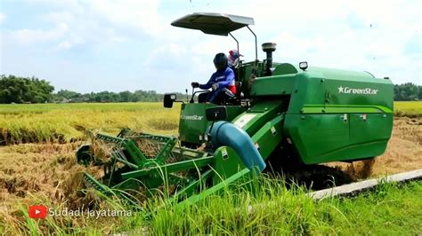 MESIN PANEN PADI GREENSTAR BESAR MEMANEN LAHAN PADI ROBOH YouTube