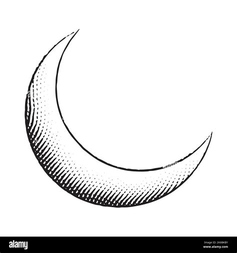 Illustration of Scratchboard Engraved Icon of Moon isolated on a White ...