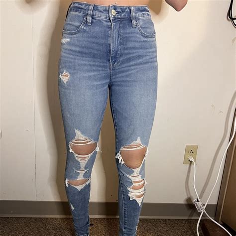 American Eagle Super Hi Rise Ripped Jeans Depop