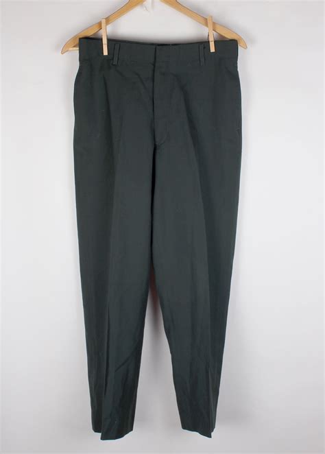 Vintage Men's Forest Dark Green Uniform Army Police Trousers Slacks ...