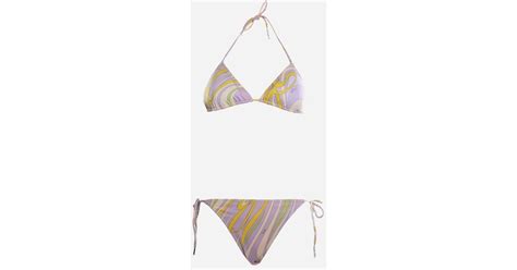 Emilio Pucci Synthetic Lycra Bikini With Waves Print Lyst