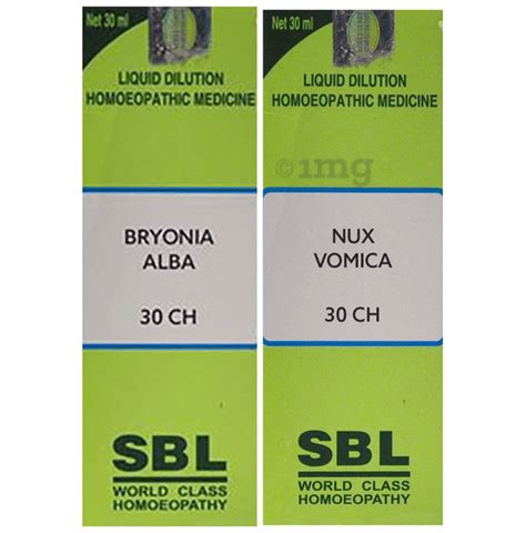 Combo Pack Of Sbl Bryonia Alba Dilution 30 Ch And Sbl Nux Vomica Dilution