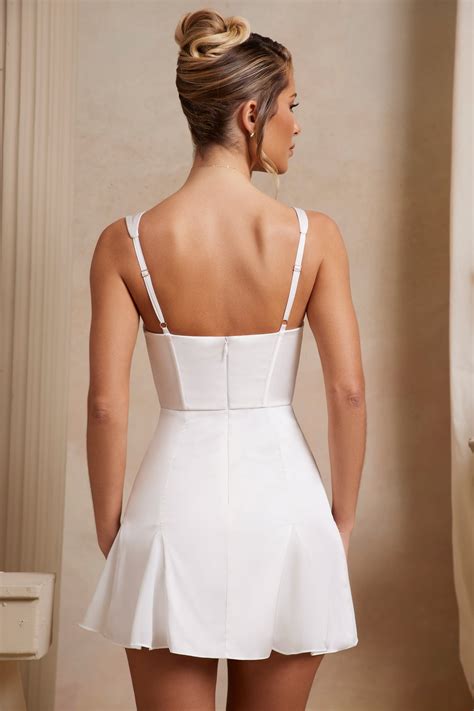 Delphine A Line Corset Mini Dress In Ivory Oh Polly