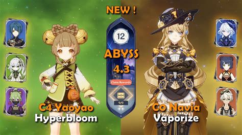 C4 Yaoyao Hyperbloom C0 Navia Vaporize Spiral Abyss 4 3 Floor 12