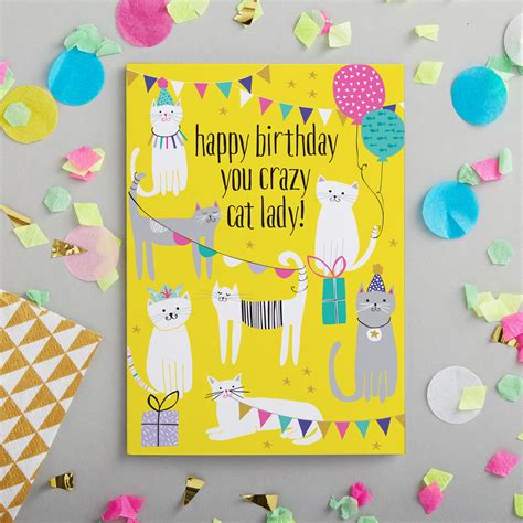 Crazy Cat Lady Birthday Card Cat Lady Birthday Tribal Birthday Party Birthday Fun Birthday