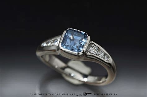 Palladium White Gold Engagement Ring with Aquamarine - Christopher ...