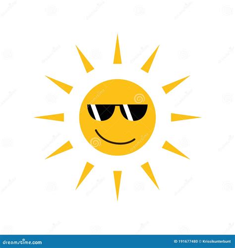 Happy Funny Sun With Sunglasses Isolated On White Stock Vector - Illustration of spring, design ...