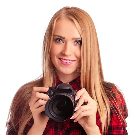 Photographe Amateur De Charme Tenant Un Appareil Photo Professionnel