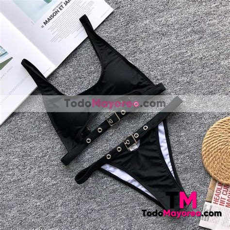 Bikini Top Y Tanga Hebilla Negro S A La Moda Mayoreo C1038 TodoMayoreo