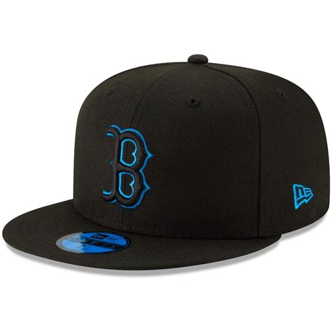 New Era Boston Red Sox Black Blue Outline Neon Pop 59fifty Fitted Hat