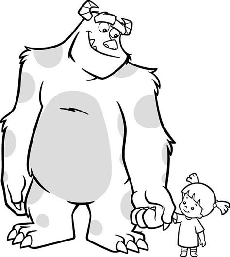 Sulley Is Taking Care Of Boo In Monsters Inc Coloring Page Kids Play