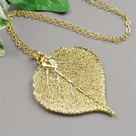 Gold Leaf Necklace 24 Kt Gold Dipped Real Aspen Leaf Pendant Etsy Gold Leaf Necklace Leaf