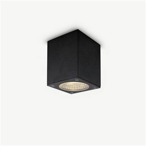 Square Led Outdoor Ceiling Lamp Boxx Medium Black Lightinova