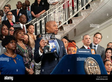 Mayor Eric Adams Speaks During Public Safety Announcement To Prevent