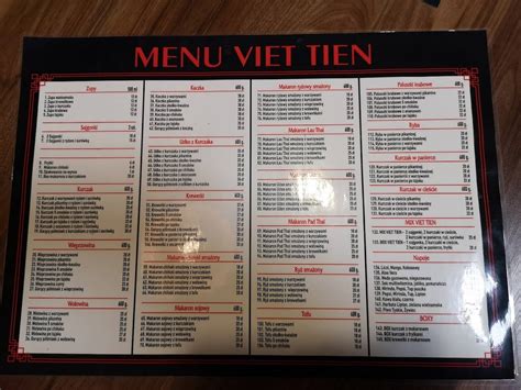 Menu At Restauracja Viet Tien Restaurant Myszkow