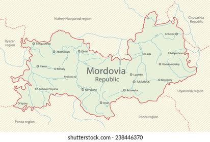 detailed map mordovia republic russia stock vektorgrafik lizenzfrei shutterstock