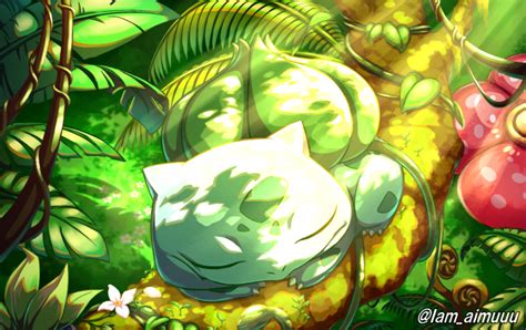 Safebooru Bulbasaur Claws Closed Eyes Closed Mouth Flower Forest Iam