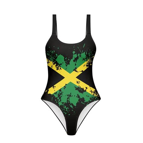 Binienty Jamaican Flag Womens Swimsuit One Piece Scoop Neck Low Back