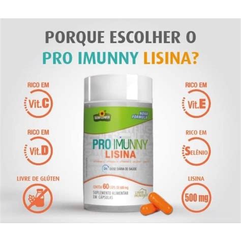 Lisina 500mg Vitamina D 2000 UI Zinco Selênio Vitamina C Pro