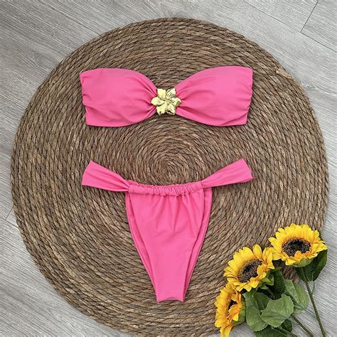 Bandeau Bikini Push Up Women Swimsuits Sexy Female Swimwear Brazilian Bikini Set Thong