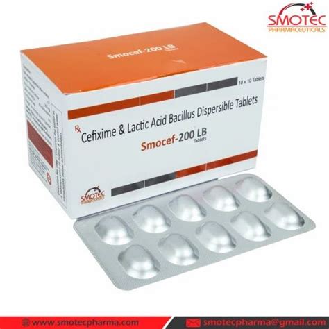 Smotec Pharma Cefixime Mg Lb Dispersible Tablet Packaging Type Al