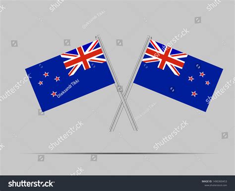 Two Metall Flagpole National Flag New Stock Vector Royalty Free