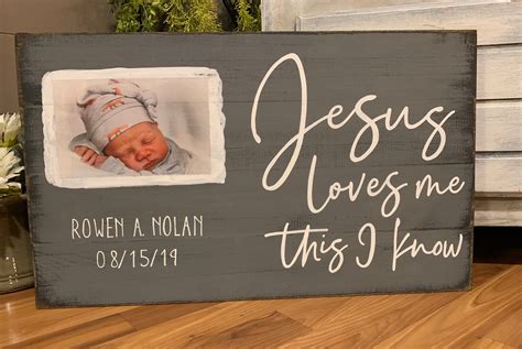 Jesus Loves Me Personalized Photo Sign Name Birthdate Baby - Etsy