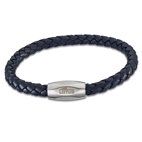 Bracelet Homme Lotus Acier Cuir Bleu Homme Bracelet Souple MATY