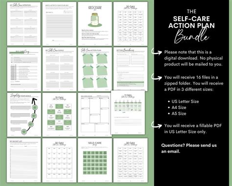 Self Care Action Plan Bundle Self Care Printables Self Care Templates