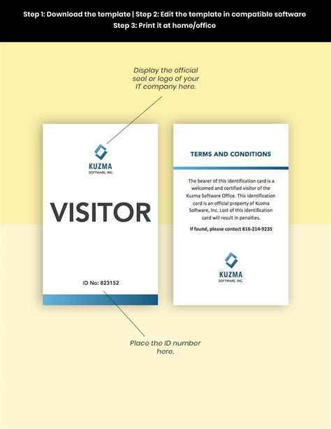 It Company Visitor Id Card Template In Word Pages Pdf Illustrator