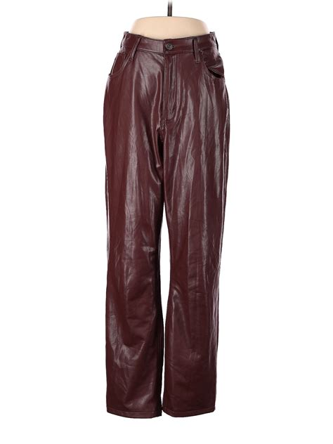 Abercrombie Fitch Solid Maroon Burgundy Faux Leather Pants Waist