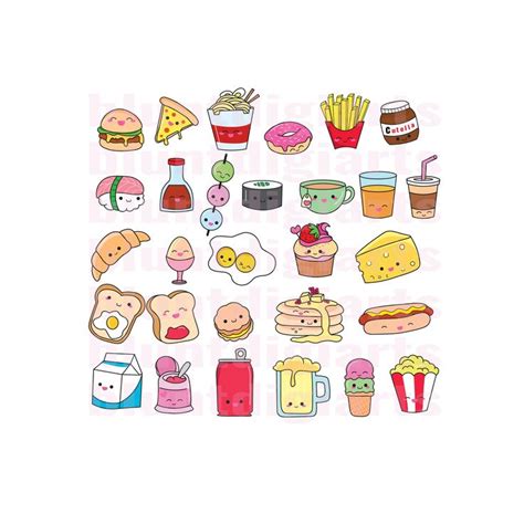 Kawaii Food Clipart 29 Designs Kawaii Kawaii Clipart Food Clipart