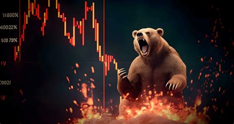 Bear With Background Of Downtrend Stock Market Concept Of Market Crush