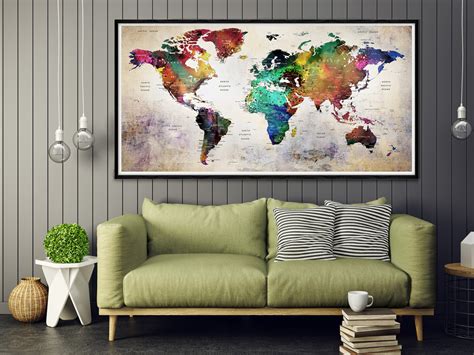 Wanderlust, Large world map, world map poster, travel map, world by ...