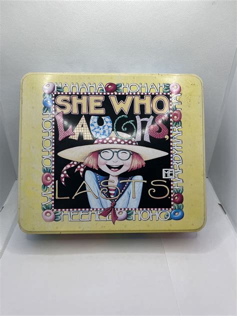 Mary Engelbreit She Who Laughs Lasts Metal Vintage Tin Storage Lunchbox