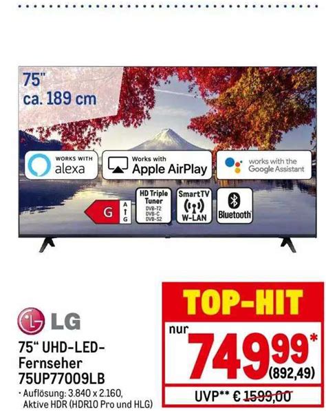 Lg 75" Uhd-led-fernseher Angebot bei METRO - 1Prospekte.de
