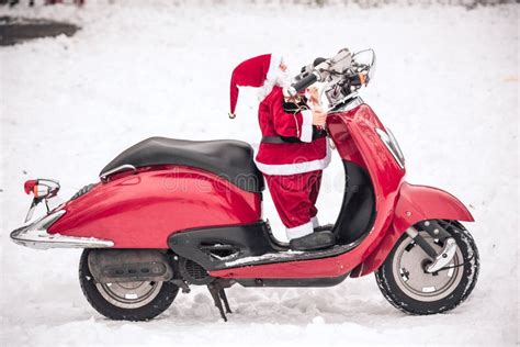 Santa Claus Toy Riding On Scooter Stock Image Image Of Season Beard