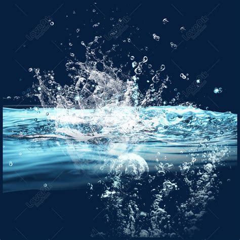 Splattered Blue Water Wave Drop Element, Blue Water Surface, Water