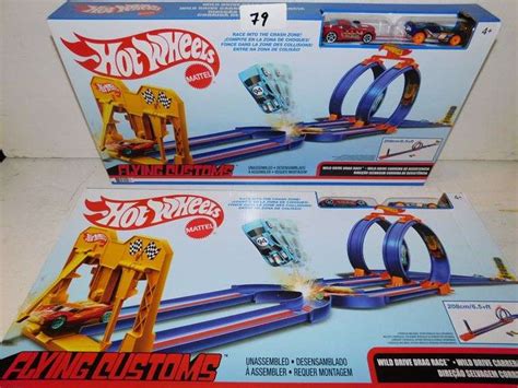MATTEL HOT WHEELS FLYING CUSTOMS WILD DRIVE DRAG RACE SET WITH CARS GTV Dallas Online