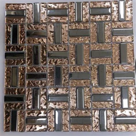 Milano Copper Grey Crystal Glass Mosaic Tiles Thickness 3mm Size