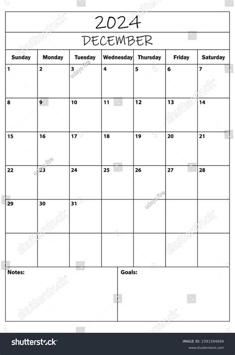 2024 December Planner Calendar Planner Simple Stock Vector (Royalty ...