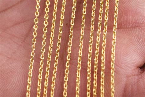 24k Gold Plated 1mm Diamond Cut Cable Chain Dainty Chains For Etsy